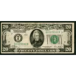 $20 1928 Green seal. Small Size $20 Federal Reserve Notes 2050-G