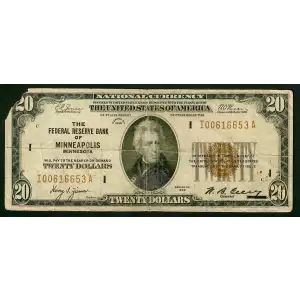 $20 1929 brown seal Small Federal Reserve Bank Notes 1870-I