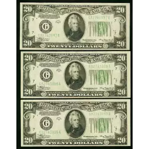 $20 1934-A. blue-Green seal. Small Size $20 Federal Reserve Notes 2055-G