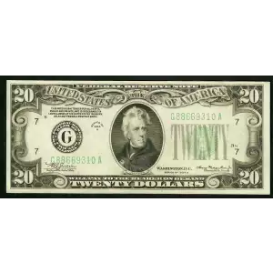 $20 1934-A. blue-Green seal. Small Size $20 Federal Reserve Notes 2055-G (2)