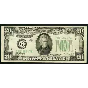 $20 1934-A. blue-Green seal. Small Size $20 Federal Reserve Notes 2055-G (2)