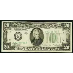 $20 1934-A. blue-Green seal. Small Size $20 Federal Reserve Notes 2055-G (2)