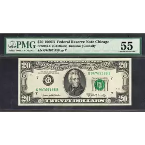 $20 1969-B. blue-Green seal. Small Size $20 Federal Reserve Notes 2069-G