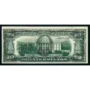 $20 1977 blue-Green seal. Small Size $20 Federal Reserve Notes 2072-B