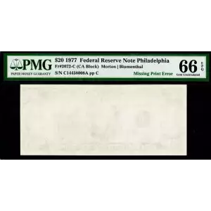 $20 1977 blue-Green seal. Small Size $20 Federal Reserve Notes 2072-C