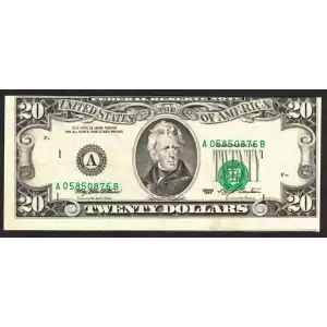 $20 1993 blue-Green seal. Small Size $20 Federal Reserve Notes 2079-A