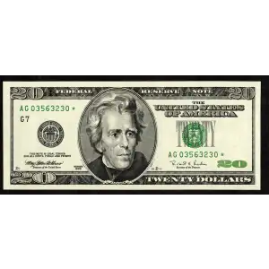 $20 1996 blue-Green seal. Small Size $20 Federal Reserve Notes 2084-G*