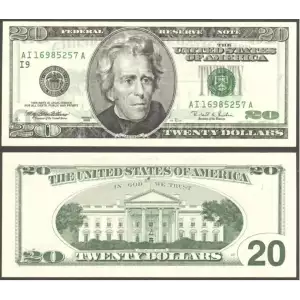 $20 1996 blue-Green seal. Small Size $20 Federal Reserve Notes 2084-I