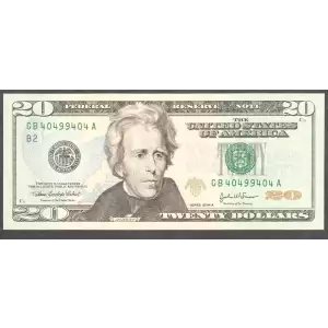 $20 2004-A. blue-Green seal. Small Size $20 Federal Reserve Notes 2091-B
