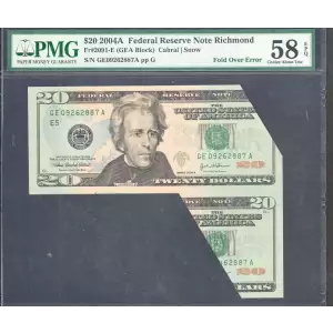 $20 2004-A. blue-Green seal. Small Size $20 Federal Reserve Notes 2091-E