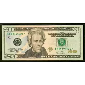 $20 2004 blue-Green seal. Small Size $20 Federal Reserve Notes 2089-A*