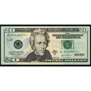 $20 2004 blue-Green seal. Small Size $20 Federal Reserve Notes 2090-L*