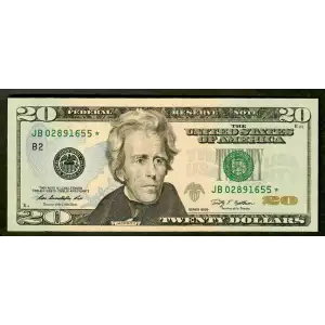 $20 2009 blue-Green seal. Small Size $20 Federal Reserve Notes 2095-B*