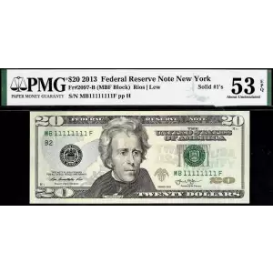 $20 2013 blue-Green seal. Small Size $20 Federal Reserve Notes 2097-B