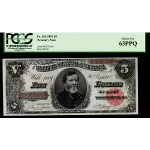 $5 1891 Small Red Treasury or Coin Notes 363