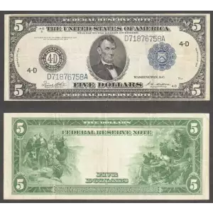 $5 1914 Red Seal Federal Reserve Notes 859C