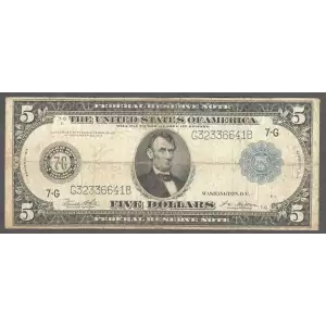 $5 1914 Red Seal Federal Reserve Notes 871C