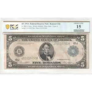$5 1914 Red Seal Federal Reserve Notes 883A