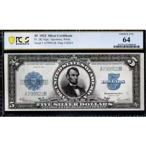 $5 1923 Blue Silver Certificates 282