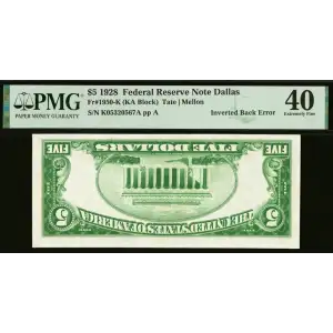 $5 1928 Green seal Small Size $5 Federal Reserve Notes 1950-K