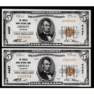 $5 1929 Small brown seal Small National Bank Notes 1800-1