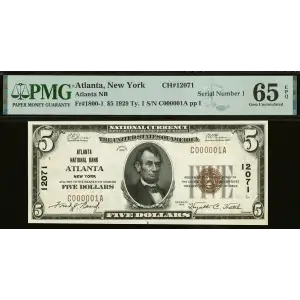 $5 1929 Small brown seal Small National Bank Notes 1800-1