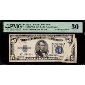 $5 1934-C blue seal. Small Silver Certificates 1653