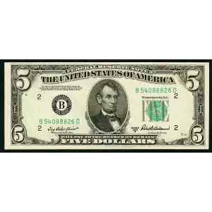 $5 1950-B.  Small Size $5 Federal Reserve Notes 1963-B