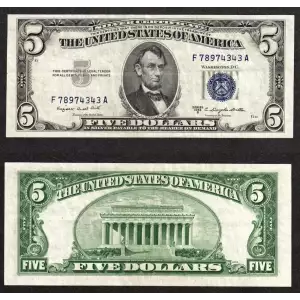 $5 1953-B blue seal. Small Silver Certificates 1657