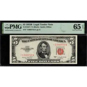 $5 1953-B red seal. Small Legal Tender Notes 1534*