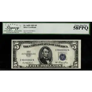 $5 1953 blue seal. Small Silver Certificates 1655