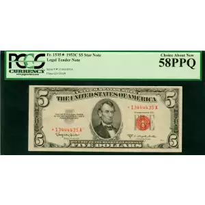 $5 1953-C red seal. Small Legal Tender Notes 1535*
