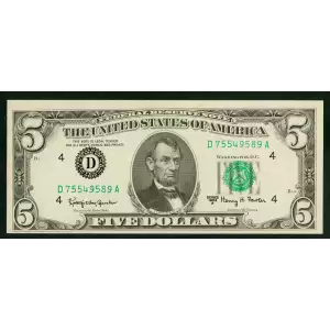 $5 1963-A.  Small Size $5 Federal Reserve Notes 1968-D