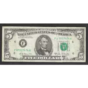 $5 1969-A.  Small Size $5 Federal Reserve Notes 1970-F