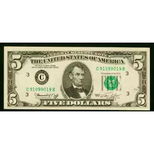 $5 1974  Small Size $5 Federal Reserve Notes 1973-C