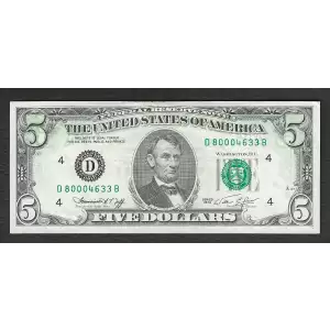 $5 1974  Small Size $5 Federal Reserve Notes 1973-D