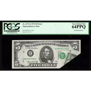 $5 1974  Small Size $5 Federal Reserve Notes 1973-E