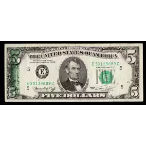 $5 1974  Small Size $5 Federal Reserve Notes 1973-E