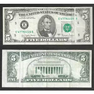 $5 1977-A.  Small Size $5 Federal Reserve Notes 1975-E