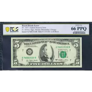 $5 1977  Small Size $5 Federal Reserve Notes 1974-G