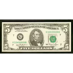$5 1981  Small Size $5 Federal Reserve Notes 1976-G
