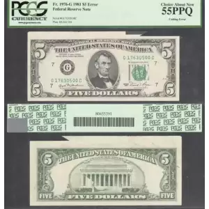 $5 1981  Small Size $5 Federal Reserve Notes 1976-G