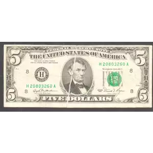 $5 1981  Small Size $5 Federal Reserve Notes 1976-H
