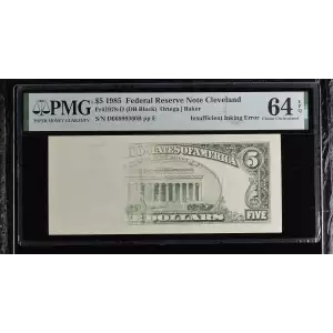 $5 1985  Small Size $5 Federal Reserve Notes 1978-D