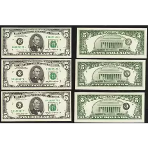 $5 1985  Small Size $5 Federal Reserve Notes 1978-G*