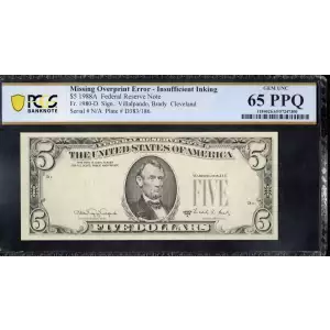 $5 1988-A.  Small Size $5 Federal Reserve Notes 1980-D