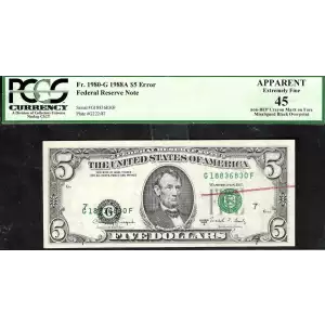 $5 1988-A.  Small Size $5 Federal Reserve Notes 1980-G
