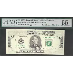 $5 1995  Small Size $5 Federal Reserve Notes 1985-G
