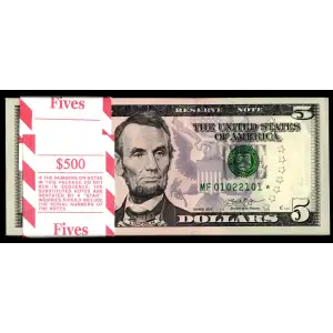 $5 2013  Small Size $5 Federal Reserve Notes 1996-F*