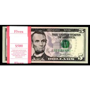 $5 2021 STAR PACK - Minneapolis 100 Consecutive Colorized Stars in BEP Strap GEM